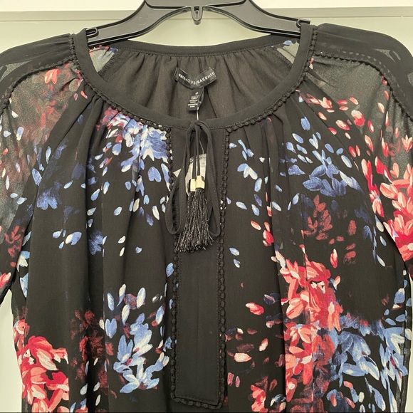 NEW White House black market multi floral sheer chiffon dress size 0 - Picture 5 of 12